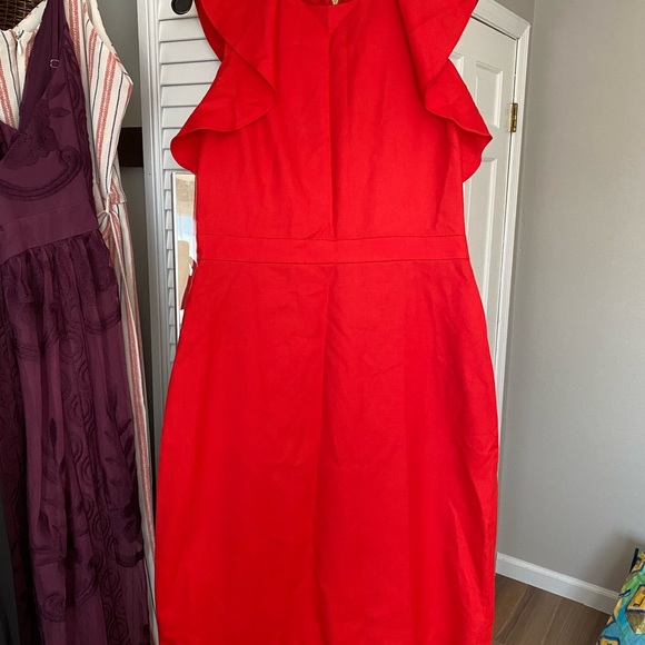 J. Crew | Ruffle Sleeve Dress in Red - Picture 6 of 8